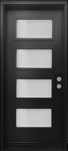 "Mehdy" Mid Century Modern Entry Door 4-Lite Acid Etch Glass