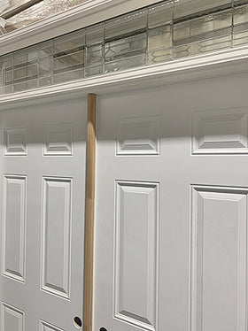 DOUBLE ENTRY DOOR PLUS TRANSOM WITH LEXINGTON DESIGN GLASS - 0