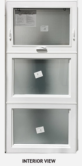 STACKED AWNING WINDOW 35 ¼" WIDE X 76" TALL-FROSTED GLASS. - 0