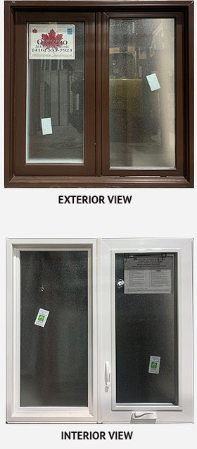 CASEMENT WINDOW 2-SECTION 41" WIDE X 40 1/4" TALL--BROWN.