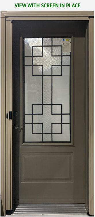 Wrought Iron Glass Entry Door 34 x 80 Right Hinge-Retractable Screen - 0