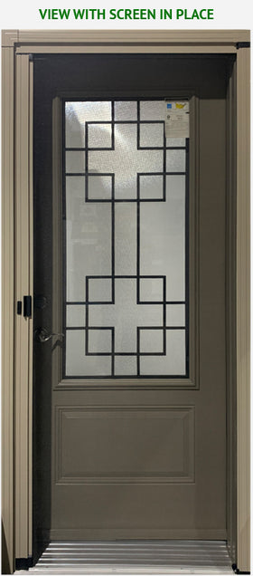 Wrought Iron Glass Entry Door 34 x 80 Right Hinge-Retractable Screen - 0