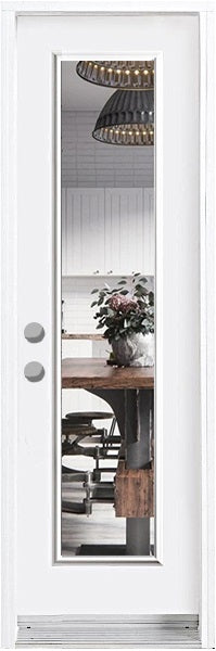 1-Lite Clear Glass Entry Doors-Prefinished White