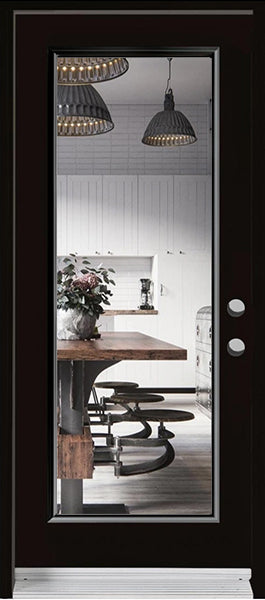 1-Lite Clear Glass Entry Doors-BLACK Exterior