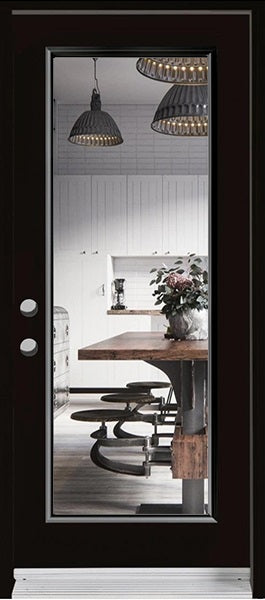 1-Lite Clear Glass Entry Doors-BLACK Exterior - 0