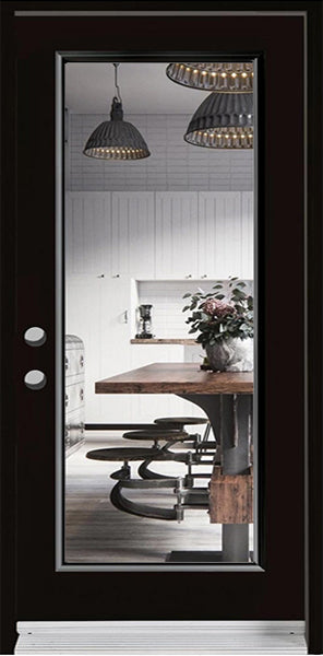 1-Lite Clear Glass Entry Doors-BLACK Exterior