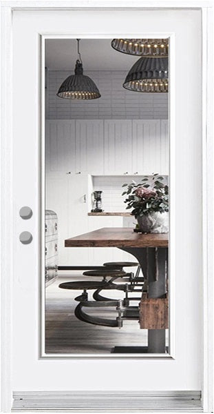 1-Lite Clear Glass Entry Doors-Prefinished White