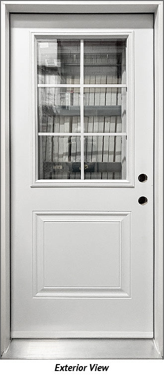Steel Entry Door, 2-Panel, 6-Lite Clear Glass Design 34" Left Hinge