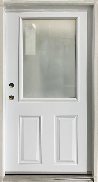 Steel Insulated Entry Door, 35"x 74" Right Hinge Acid Etch Glass