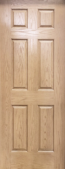 FIBERGLASS 6-PANEL WOODGRAIN ENTRY DOOR 36" x 91" SLAB ONLY