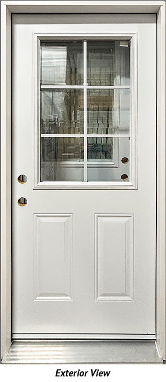 Steel Entry Door, 6-Panel, 6-Lite Clear Glass Design 34" Right Hinge