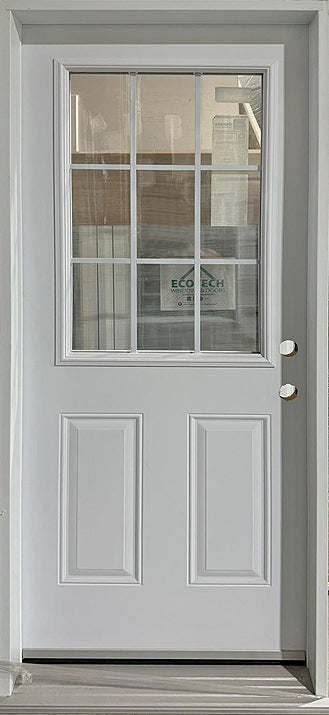 Steel Insulated Entry Door, 32" Left Hinge With 22" x 36" 9-Lite Glass