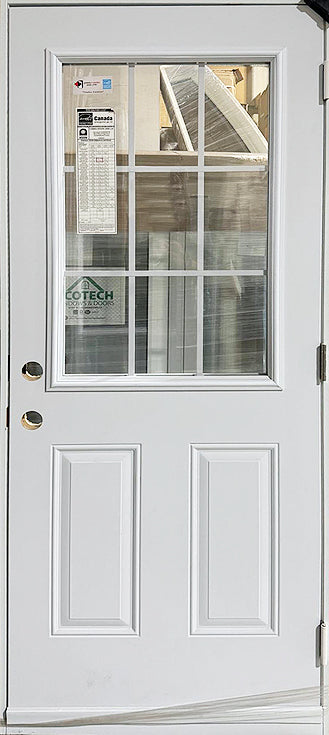 Steel Insulated Entry Door, 32" Left Hinge With 22" x 36" 9-Lite Glass