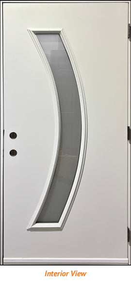 Insulated Steel Entry Door, "Modern Arc" Design 36" x 80" LH - 0