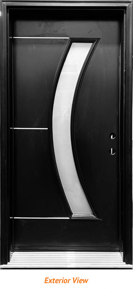 Insulated Steel Entry Door, "Modern Arc" Design 36" x 80" LH