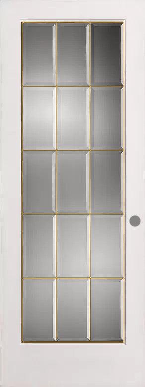 French 15-Lite Clear Beveled Glass BRASS Caming 30 x 83 3/4 Machined LH