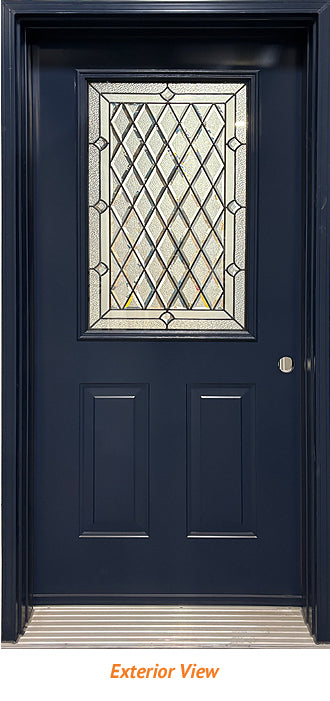 Insulated Steel Entry Door, "Kinnitty" Glass Design 36" x 80" Left Hinge