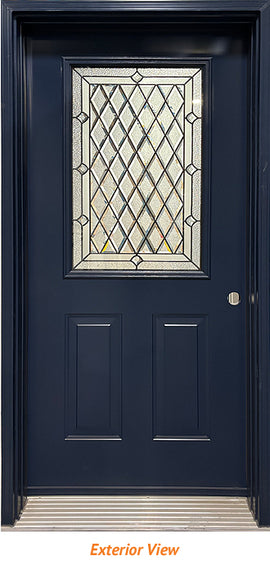 Insulated Steel Entry Door, "Kinnitty" Glass Design 36" x 80" Left Hinge