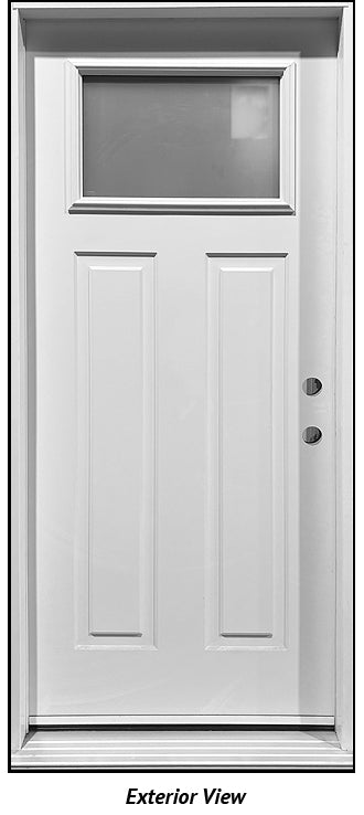 Steel Entry Door, Craftsman Design 34" Left Hinge Frosted Glass