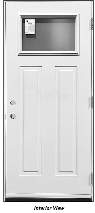 Steel Entry Door, Craftsman Design 34" Left Hinge Frosted Glass - 0