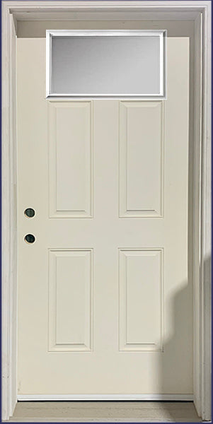 Fiberglass Entry Door, 36" Right Hinge Acid Etch Glass at Top