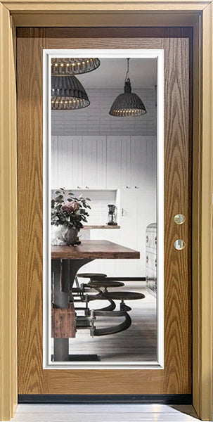 Fiberglass Woodgrain Entry Door, Full Length Clear Glass 36