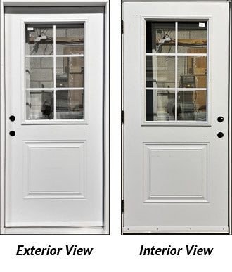 Steel Entry Door, 2-Panel, 6-Lite Clear Glass Design 36" Right Hinge