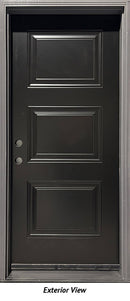 Steel Insulated Entry Door, 3-Panel Design 34" Right Hinge BLACK-1