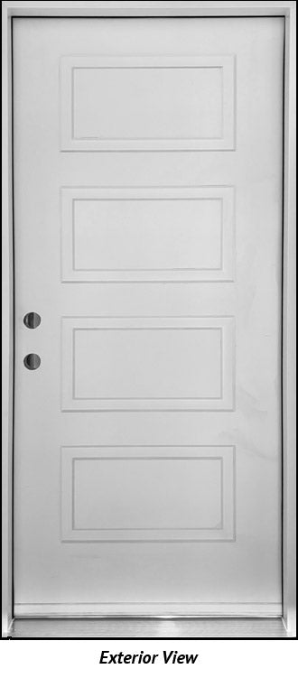 Steel Insulated Entry Door, 4-Panel In-Line Design 36" Right Hinge