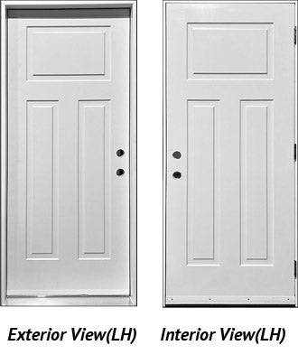 Steel Insulated Entry Doors, Craftsman 3 Panel Design 34"
