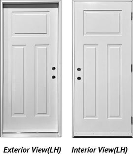 Steel Insulated Entry Doors, Craftsman 3 Panel Design 34"