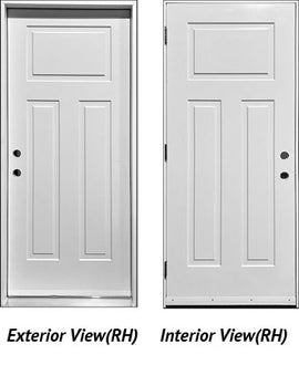Steel Insulated Entry Doors, Craftsman 3 Panel Design 34" - 0