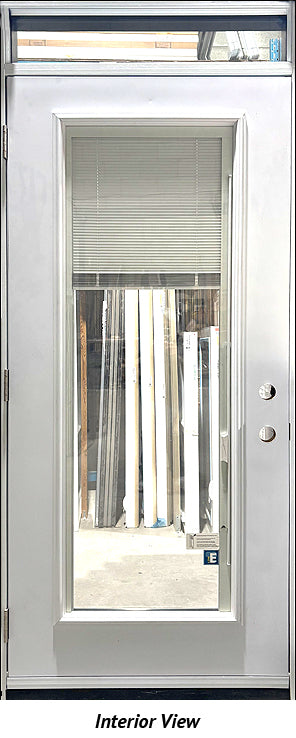 Entry Door and Transom 37 1/2" x 90" Right Hinge Black. Miniblinds - 0