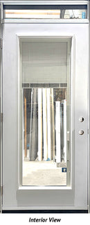 Entry Door and Transom 37 1/2" x 90" Right Hinge Black. Miniblinds-2