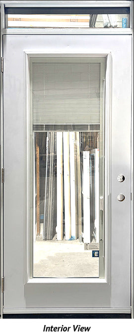 Entry Door and Transom 37 1/2" x 90" Right Hinge Black. Miniblinds - 0