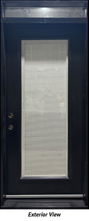 Entry Door and Transom 37 1/2" x 90" Right Hinge Black. Miniblinds-1