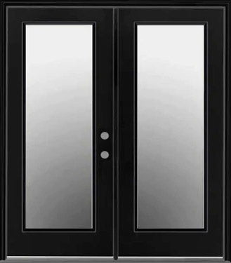 In Stock Outswing French Patio Door 5 ft. x 8 ft. Tall, Black Exterior
