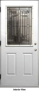 Insulated Steel Entry Door, "Sallone" Glass Design 32" x 80" RH-2