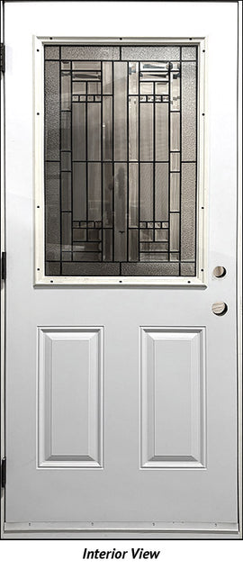 Insulated Steel Entry Door, "Sallone" Glass Design 32" x 80" RH - 0