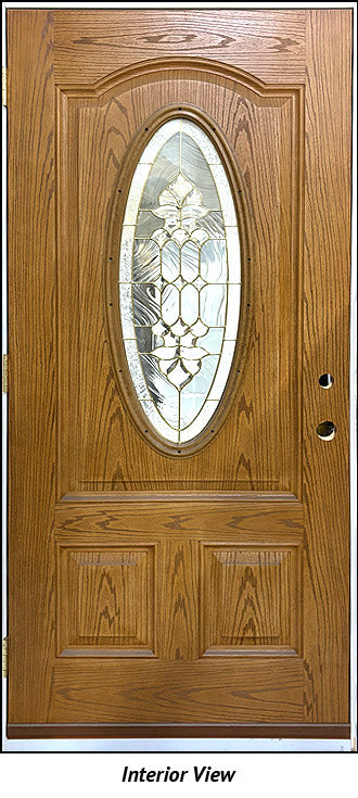 Insulated Fiberglass Entry Door, "Joia" Glass Design 36" x 80" RH