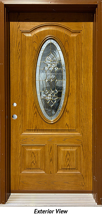 Insulated Fiberglass Entry Door, "Joia" Glass Design 36" x 80" RH