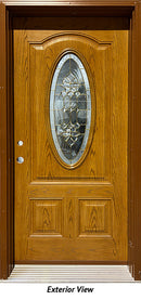 Insulated Fiberglass Entry Door, "Joia" Glass Design 36" x 80" RH-1