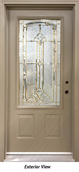 Insulated Entry Door, "Marquise" Brass Glass Design 34" x 80" Left Hinge