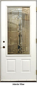 Insulated Entry Door, "Marquise" Brass Glass Design 34" x 80" Left Hinge-2