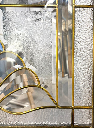 Insulated Entry Door, "Marquise" Brass Glass Design 34" x 80" Left Hinge