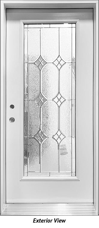 Insulated Steel Entry Door, "Chablis" design Glass, 36" x 80" RH