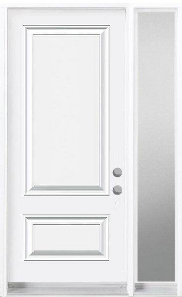 Two-Panel Steel Entry Systems-One Side-Lite-Frosted-White