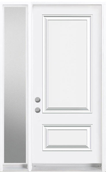 Two-Panel Steel Entry Systems-One Side-Lite-Frosted-White