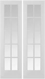Pair of 24" x 80" French Interior Wood Grill Doors Clear Glass
