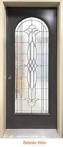 Insulated Steel Entry Door, "Poveda" Glass Design 32" x 80" Right Hinge-1
